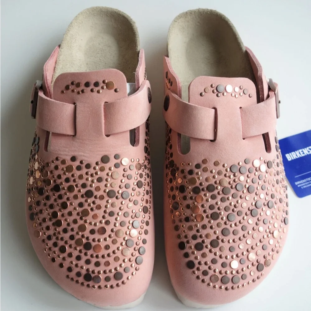 Birkenstock Pink Mules with Metallic Accents - Picture 1 of 7